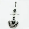 Navel Bell -knappringar D0148 Mix Color Crown Belly Ring Drop Leverans smycken Body Dhgarden DHNL3