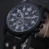 Montres-bracelets Relogio Masculino montre hommes calendrier mode sport cadre acier inoxydable cuir Quartz affaires Reloj Hombre