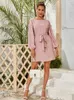 Vestidos casuais vestido de chiffon rosa solto estilo lanterna simples 2021 moda temperamento comuter fino hedging hedging de cintura alta g230311
