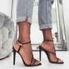 Chaussures habillées femmes sexy minces hauts sandales 2023 bonbons couleur élastique groupe femme talon sandal stiletto fête des pompes