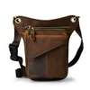 Sacs de taille Original en cuir hommes marron mode décontractée petite épaule Messenger sac concepteur voyage ceinture taille Pack goutte jambe sac mâle 211-3-d 230311