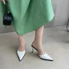 Slippers puntige teen vrouwen glijden dunne hoge hakken ondiepe slip op muilezels schoenen mode feestpompen sexy jurk maat 35-39