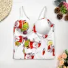 Women's Tanks Snowman Cartoon Printing Camis Longer Tops Sexy Push Up Gathered Bustier Bra Brassiere Camisole Party Christmas Women's