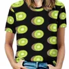 Camisetas femininas camiseta vegetariana kiwi frutas elegantes grandes mangas curtas Tees de rua de rua Tops de padrões de praia