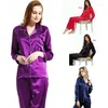 Women's Sleepwear 2023 Women Girl Lady Silk Satin Pajamas Set Long Sleeve Button-Down