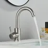 Bathroom Sink Faucets Black Basin Faucet Bathroom Sink Tap Cold Wash Mixer Crane Tap 360 Rotation Faucets Single Handle Deck Mounted Mixer Tap 230311