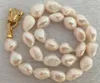 Chaînes Énorme 12-13mm Collier de perles blanches baroques 18 pouces 36 "Fermoir jaune