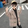 Tench Coats Boys Spring Autumn Jackets for 412Year Fashion Kids Boys Plaid Discal Thow Twlar Solid Color 230311