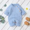 Rompers Baby Rompers lange mouw winter warm gebreide baby kinderen jongens meisjes jumpsuits peuter truien outfits herfst kinderkleding 230311