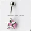Navel Bell Button Rings D0293 3 Färger Pink Belly Ring Nice Star Style med Piercing Jewlery Body Drop Leverans smycken Dhgarden Dheu3