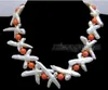 Chains 28 Mm White Cross Natural FW Nuclear Pearl & Pink Coral 20" Necklace