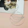 Hoop Earrings Fashion Big Silver Color For Women Rhinetsones Chains Dangle 100mm Circle Statement Party Wedding Jewelry