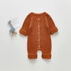 Rompers Citgeett Autumn Solid Infant Baby Girls Garotas Roupas de macacões malhas de mama única roupas de inverno