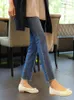 Женские джинсы джинсы Женская уличная одежда, парень, прямая точная лодыжка, джинсовая джинсовая брюки, растягивающие брюки корейская мода y2k джинсы 230311