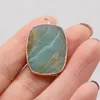 Pendant Necklaces Natural Semi-precious Stone Square Blue Amazonite Charm Mineral Gems For Jewelry Making DIY Necklace Accessories 20x30mm