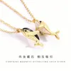 Pendentif Colliers Minorité Romantique Or Couleur Dauphin Couple Collier Femmes Homme Aimant Attirer Pour Les Couples Amoureux Valentine Cadeau HP-15