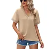 Women's Blouses Fashion Loose V Neck Chiffon Shirt Women Short Sleeve Solid Casual Summer Tops Office Lady Elegant Blouse 24707