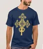 Heren T-shirts Traditionele Ethiopisch orthodox kruisgedrukt T-shirt. Zomer katoenen korte mouw o-neck heren shirt s-3xl