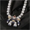 Hanger kettingen cartoon Iced Out Necklace Mens Hip Hop Sieraden Hoge kwaliteit 3D Robot Drop Delivery Pendants Dhrgo