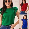 Women's Blouses Summer Clothes For Women Chiffon Shirts 2023 Fashion Ruffles Sleeveless Casual Crew Neck T-shirts Slim Solid Top Shirt