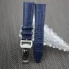 Bracelets de montre en cuir Bracelet de montre bleu avec barre à ressort pour IWC 292D