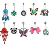 Navel Bell Button Rings Cl10001 Belly Ring Mix 10 Styles Aqua.Colors Pcs Dream Owl Heart Dragonfly Drop Delivery Jewelry Bo Dhgarden Dhmrz