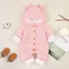 Rompers födda babykläder Cardigan Hooded Rompers Autumn Winter Girl Boy Fashion Spädbarn Kostym Kids Toddler Cashmere Knit Jumpsuit 230311