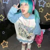 Women's Hoodies Sweatshirts Karrram Y2K Aesthetics 00s Harajuku Kawaii Pullover Fairycore Patchwork Sweatshirt Oversized Egirl Mall Goth Streetwear 230310 230310