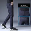 Herenbroek herenbroek slanke casual broek volledige lengte modebedrijf stretch broek mannelijke merkbroek zwart blauwe pantalones 230311