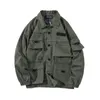 Herrjackor vårens höstjackor för kvinnor Army Green Tooling Jacket Mänmärke Multi-Pockets Loose Jacket Korean Style Men 230311