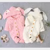 Rompères Baby Baby Boys Filles Rabbit Oreilles Hooded Rompers Clothes Enfants Baby Boy Girls Kidting Tricoting Long Mancheve Rompers 230311