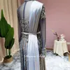 Feestjurken Elegant grijze moslim zeemeermin avondje lange mouw luxe Dubai vrouwen formele prom jurk plus size bruiloft nachtjurksparty