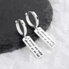 Hoop Earrings Vintage Rectangular English Letter Alphabet Long For Women Silver Color Simple Trendy Jewelry Accessories