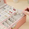 Jewelry Boxes TwoLayer Leather Jewelry Box Organizer Display Storage Case Gift Women with Lock 230310