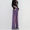 Damskie dżinsy fioletowe workowane workowate dżinsy Y2K jesienne zimowe ubrania vintage proste dżinsowe spodnie femme swobodne spodnie na nogi 230311