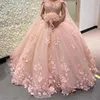 Quinceanera klänningar eleganta från axel älskling 3d blommor pärlor kristallboll klänning med plus size sweet 16 debutante party födelsedag vestidos de 15 anos 37