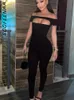 Womens Jumpsuits Rompers BOOFEENAA Black Bodycon Jumpsuit Hollow Cut Out Off Shoulder Sporty Sexy Outfit Summer Clothes for Women C85BH21 230310