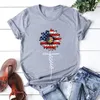 Women's T Shirts Printed Neck Day Womens Shirt Short Loose Sleeve Independence Casual Top Round Women's Lounge