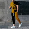 Męskie dresy letnie swobodne tshirttrousers ustawiaj mody 2 sztuki kombinezon do joggingu strój męski odzież uliczna na świeżym powietrzu 230311