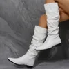 Stivali invernali lunghi stivali alti al ginocchio moda punta a punta tacco quadrato scarpe casual da donna retrò stivali da cavaliere femminili Botas De Mujer 230311