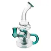 7.87inch 14mm Portable Armed RECYCLER Glass Water Bong Pipe Perc Dab Rig avec bol