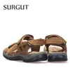 Fashion Summer SURGUT Leisure Beach Men Shoes High Quality Leather The Big Yards s Sandals Size Sandal