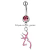 Navel Bell Button Rings D0067 Browning Deer Belly Ring Mix Colors Drop Delivery Jewelry Body Dhgarden Dhtnt