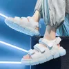 Sandals Summer hollow shoes Korean version fashion sports trend popcorn mens sandals increase temperament white 230311
