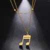 Anhänger Halsketten Sipuris Doppelte Kette Musik Note Halskette Für Frauen Edelstahl Vintage Goldene Choker Anhänger Schmuck Geschenke