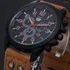 Montres-bracelets Relogio Masculino montre hommes calendrier mode sport cadre acier inoxydable cuir Quartz affaires Reloj Hombre