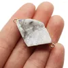 Charms Natural Stone Rhombus Druzy Crystal Pendants Quartz Nugget For Jewelry Making Trendy Necklace Bracelet Connector Supplies