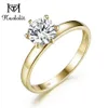 Com pedras laterais kuolit 100% natural 585 14k 10k Anel de ouro amarelo para mulheres Rodada 1CT Solitaire Ring Wedding Cluster Promise de noiva 230310