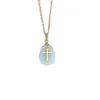 Pendant Necklaces Punk Cross Pattern Irregular Turquoise Natural Stone Necklace Stainless Steel Chain Jewelry Accessories For Women Men