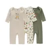 Pagliaccetti 3 pezzi / lotto nato autunno pagliaccetto a maniche lunghe tute per bambini per 0-24 mesi ragazzo ragazza cartone animato stampa bambino onsies vestiti carini 230311